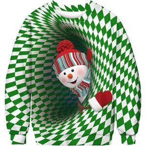 Men Green Ugly Christmas Jumper Sweater Printed Pullover,3D Funny Digital Print
